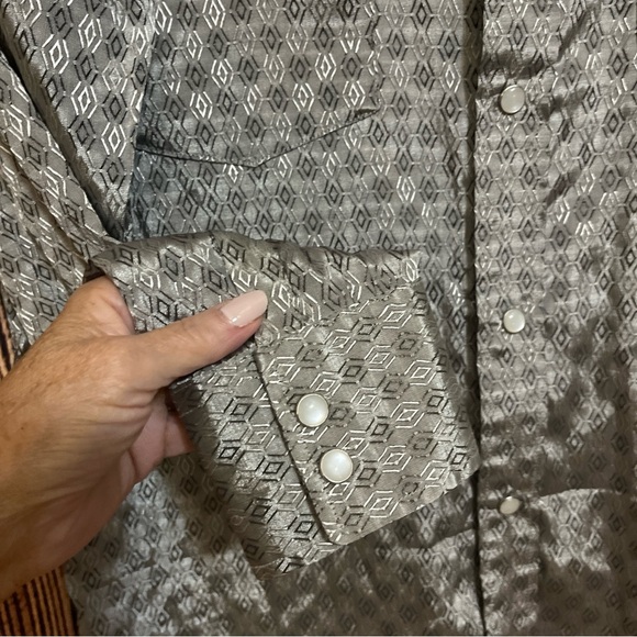 Liquid West Pearl Snap Long Slv Pearl Button Western Shirt Mens Small - Shiny - Picture 6 of 10